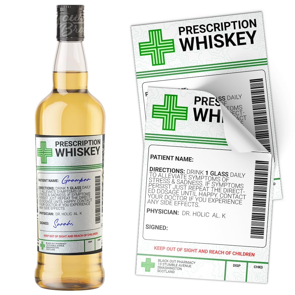 Whisky Prescription Medical Alcohol Bottle Gift Funny Drinks Sticker Label (6)