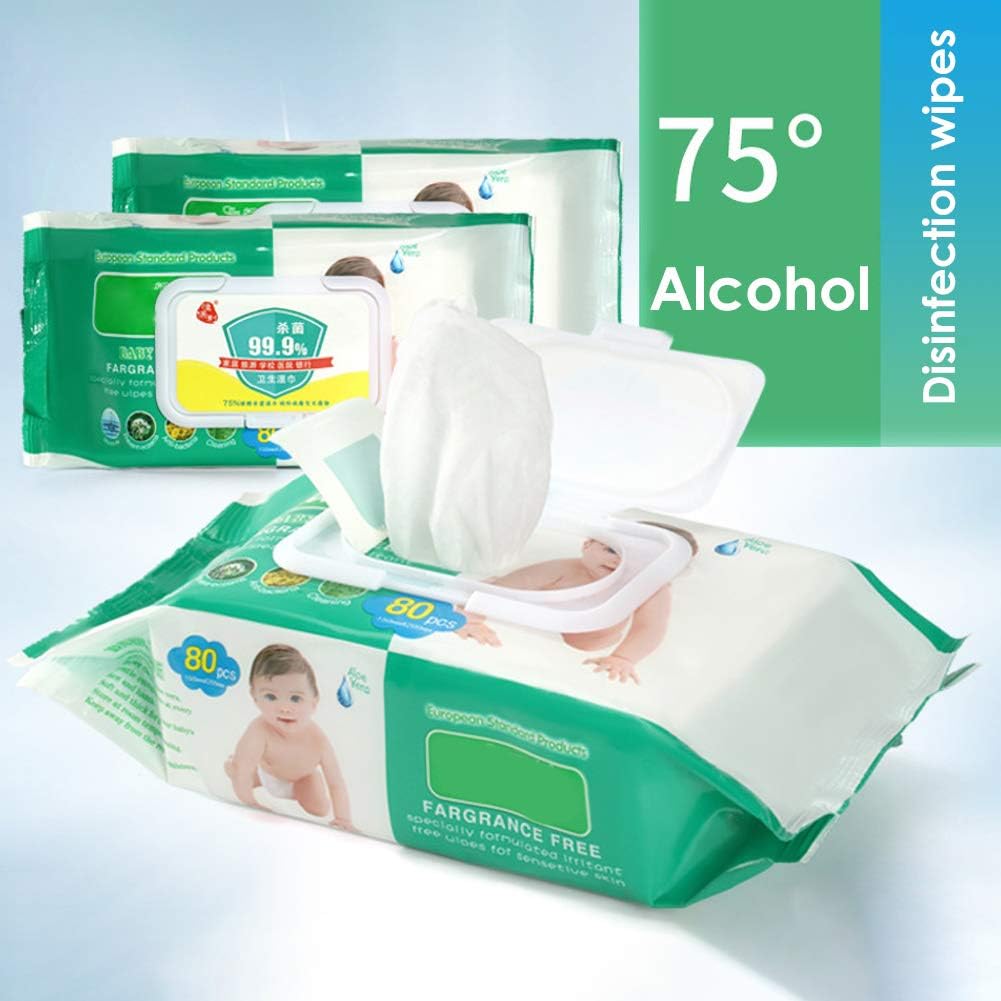 helegeSONG 80Pcs/Bag Disposable Wet Wipes, 75% Sterilization Hand Skin Cleaning Wet Wipes Tissue 1 Bag