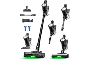 SUXIANGVAC Cordless Vacuum Cleaner, 46Kpa/55 Mins Vacuum Cleaners for Home, Self-Standing Stick Vacuum with Rechargeable Dock,LED Display & Anti-Tangle,Lightweight Rechargeable Vacuum for Carpet,Floor (Black)