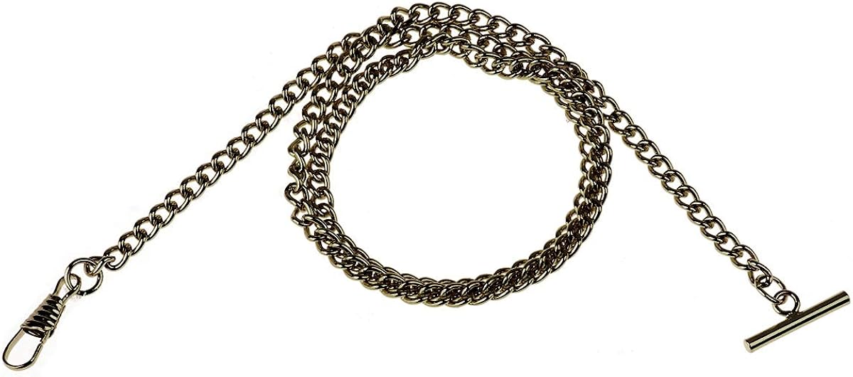 CHICTRY T-bar Pocket Watch Chain Vintage Chrome-Plated Vest Waistcoat Albert Pocket Chain Link with Lobster Clasps Antique Bronze One Size - Image 5