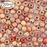 SOTOGO 300 Pieces 10mm Natural Painted Wood Beads Round Loose Wooden Bead Bulk Lots Ball For Jewelry Making Craft Hair Diy Macrame Bracelet Necklace Mix Color