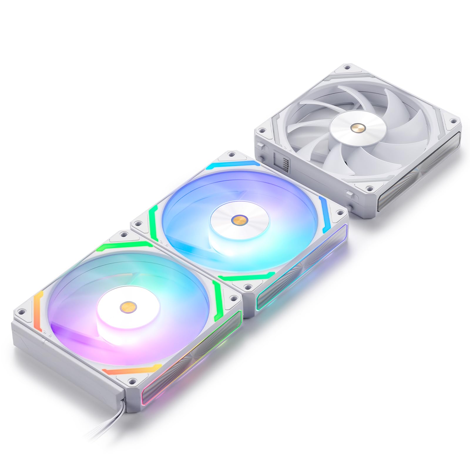 Photo 1 of LTC CF-121D 120mm PC Case Fan, Daisy-Chain Connection, 5V 3Pin ARGB Lighting, 4 Pin PWM Case Fan, for Radiator/Computer Case Cooling, 120x120x25mm, 3 Pack, White