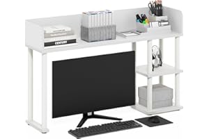 Furinno Classic Desk Shelf, 3-Shelf Desktop Hutch, Book Shelf, 3-Tier Desk Organzier, for Office Supplies, Office Desk Accessories, for Home Office, College, Dorm, White