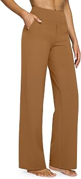 G4Free Yoga Pants with Pockets Wide Leg Trousers Women UK Petite Mocha L