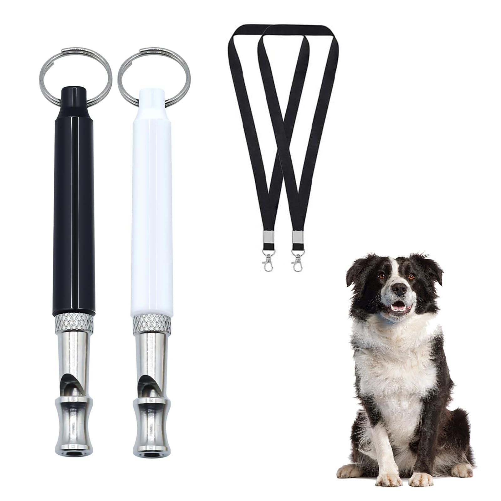 JOJIU 2 Pack Dog Whistle,Adjustable Frequency Silent Dog Whistle,Dog Training Whistles for Recall with Lanyard,Ultrasonic Stop Barking Silent