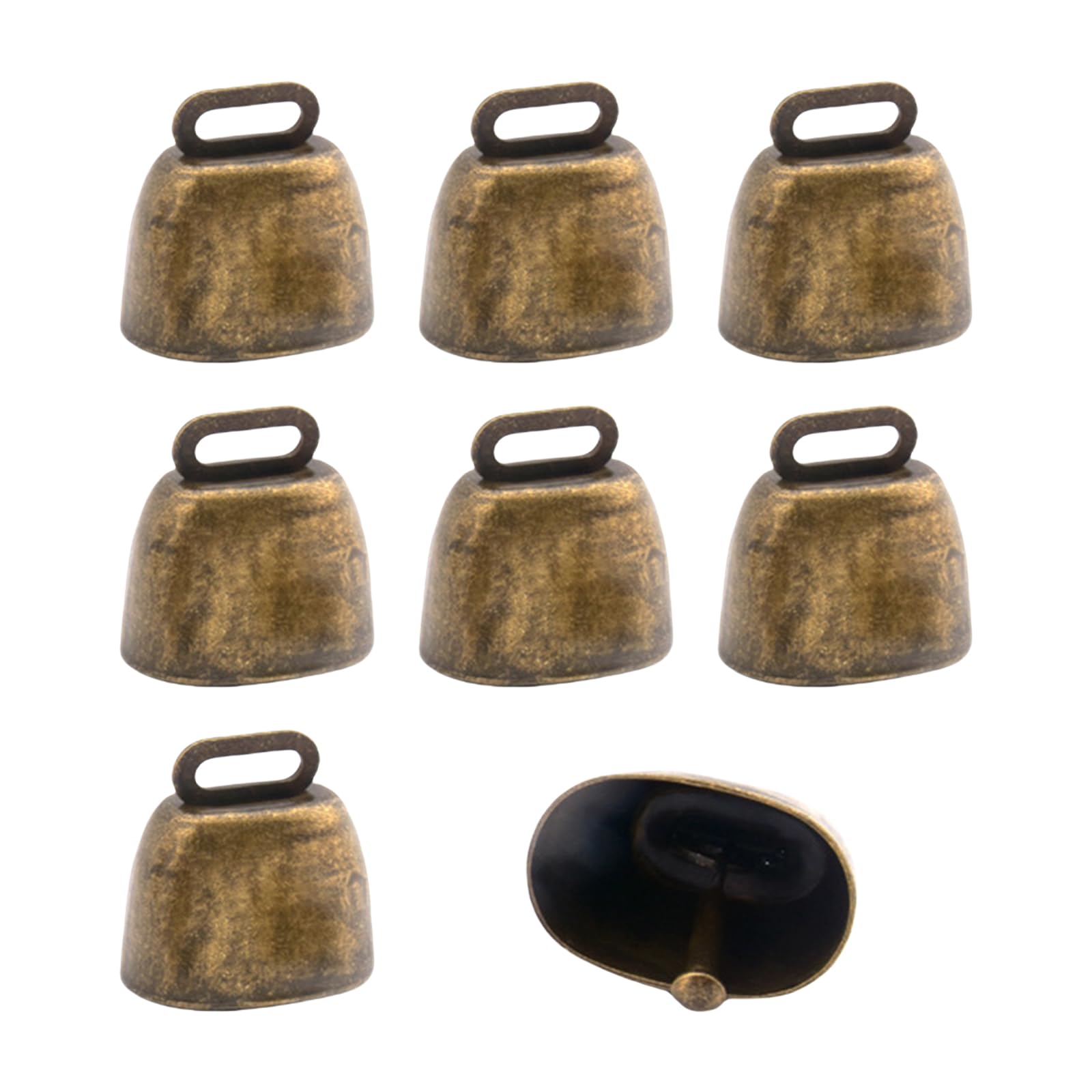 Sicheii 8 Pack Cow Horse Sheep Grazing Copper Bells, Small Metal Brass Bells, Loud Ringing Cowbell Noisemakers, Hanging Jingle Bell for Animal Pet Collar Doors Crafts Christmas Wedding Decor (Bronze)