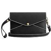 S-ZONE Leather Envelope Convertible Crossbody Bags for Women Wristlet Clutch Purses Small Shoulder Handbag with 2 straps