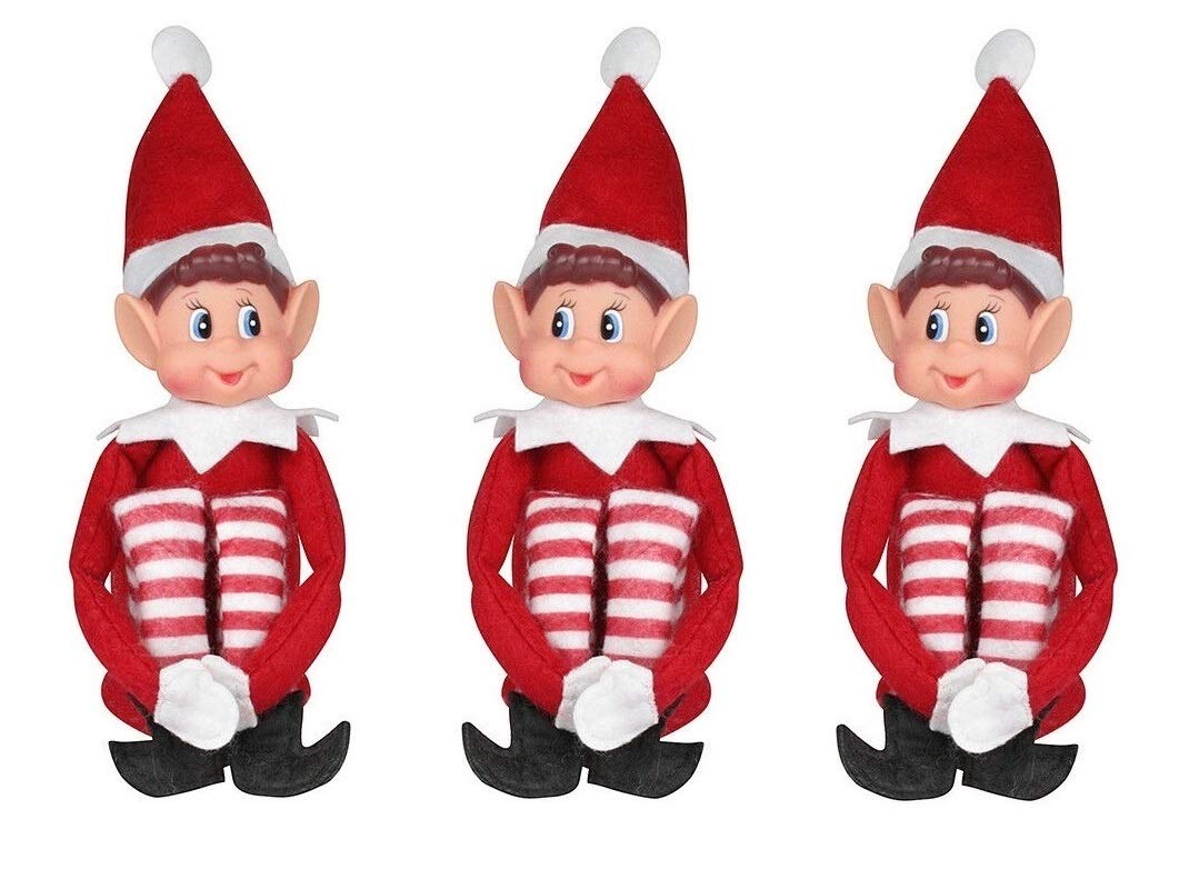 Elves Behavin' Badly 12 Inch Long Leg Soft Body Vinyl Face Elf with Hat & Tag (12 Inch. 3-Unit)