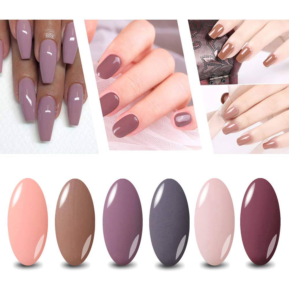 Gel Nail Polish Starter Kit - 6 Colors Gel Polish Set Base Top Coat, 36W LED Nail Dryer Lamp with Full DIY Gel Manicure Nail Tools by Vishine 8ml #12 : Beauty