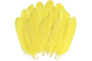 MAOFENG 150pcs 5-7 Inches Natural Goose Feathers Bulk DIY Crafts Feathers for Wedding Party Halloween Clothing Accessories,Yellow