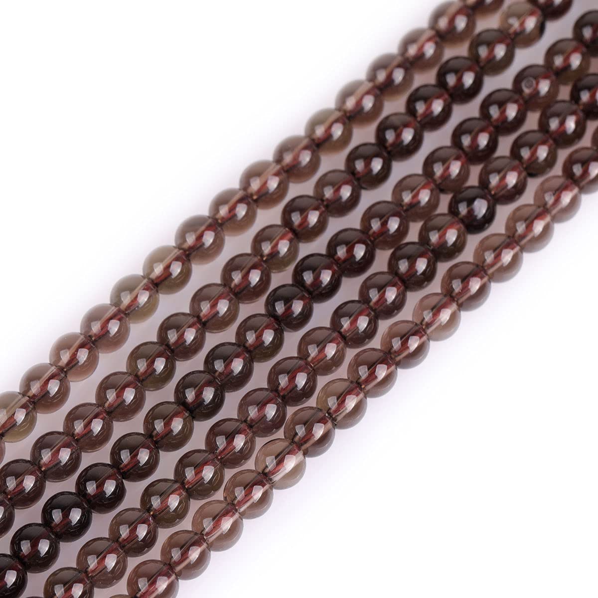 GEM-Inside Natural 4mm Dark Smoky Quartz Round Gemstone Semi Precious Loose Beads for Jewellery Making 15''