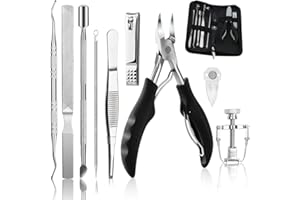 Bcabo 10Pcs/set Ingrown Toenail Tools Kit, Nail Treatment Foot Tool,Ingrown Toenail Removal Correction Clippers, Surgery Grade Nail File Lifter, Professional Pedicure Tool