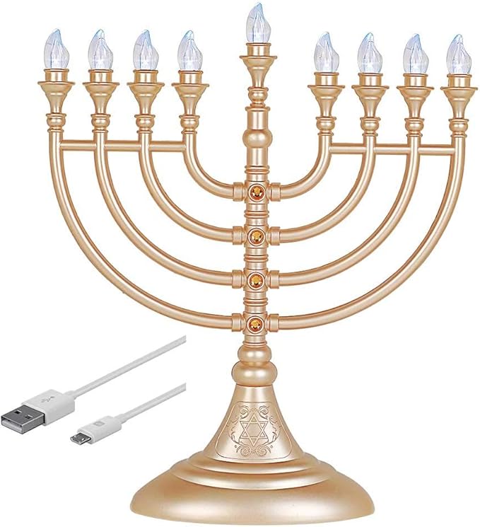 Aviv Judaica Traditional LED Electric Hanukkah Menorah