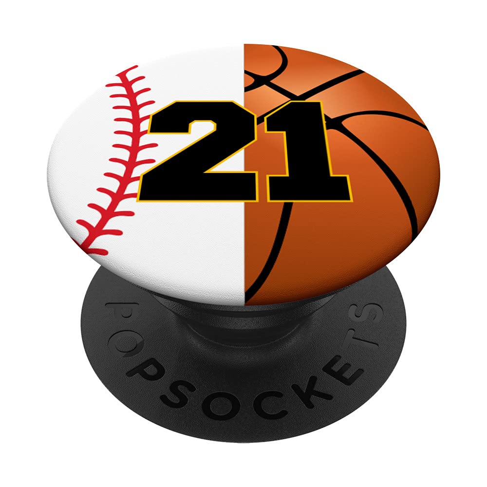 Baseball Basketball Player Favorite Lucky Number #21 PopSockets Swappable PopGrip