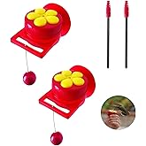 Hummingbird Feeder for Window Small Handheld Bird Flower Feeders with Perch Cleaning Brush (2 Pack)