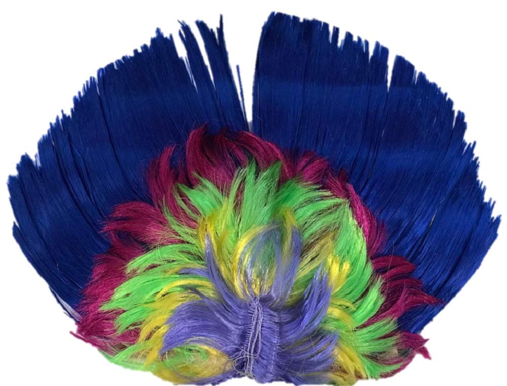 Punk Rocker Unisex Mohican Rooster Mohawk Wig Rainbow Blue 2