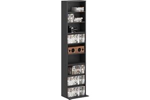 HOMCOM Media Storage Cabinet, 9-Tier Tall Narrow DVD Shelf with 6 Adjustable Shelves, Display Shelf, Holds 260 CDs, 120 DVDs,