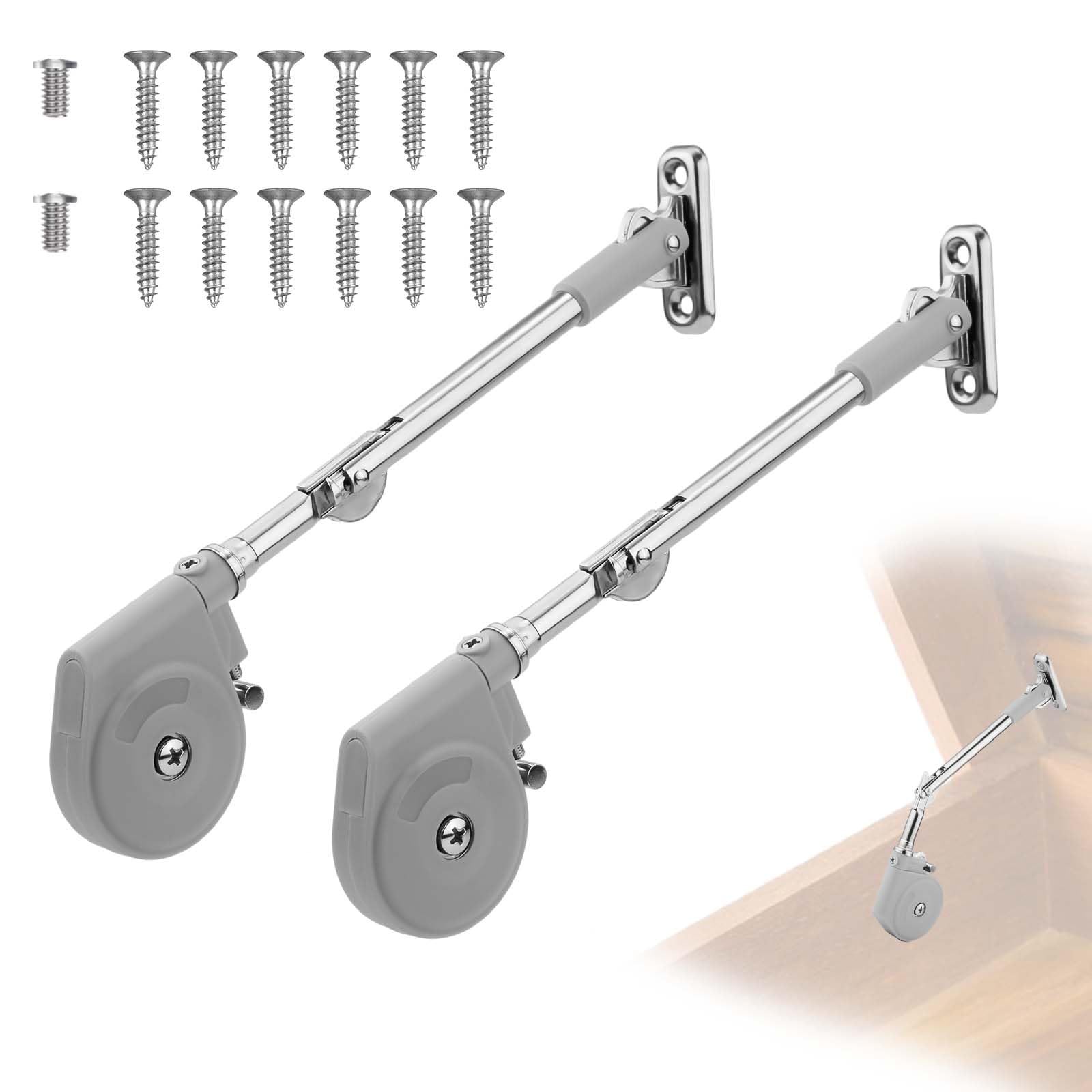 2pcs Soft Close Hinges, Toy Box Hinges Lid Support Hinge Soft Closing Cabinet Hinges Lid Stay 98 Degree Open Slow Close Chest Hinges for Upward Top-Opening Flap Doors Toy Box Storage Trunk