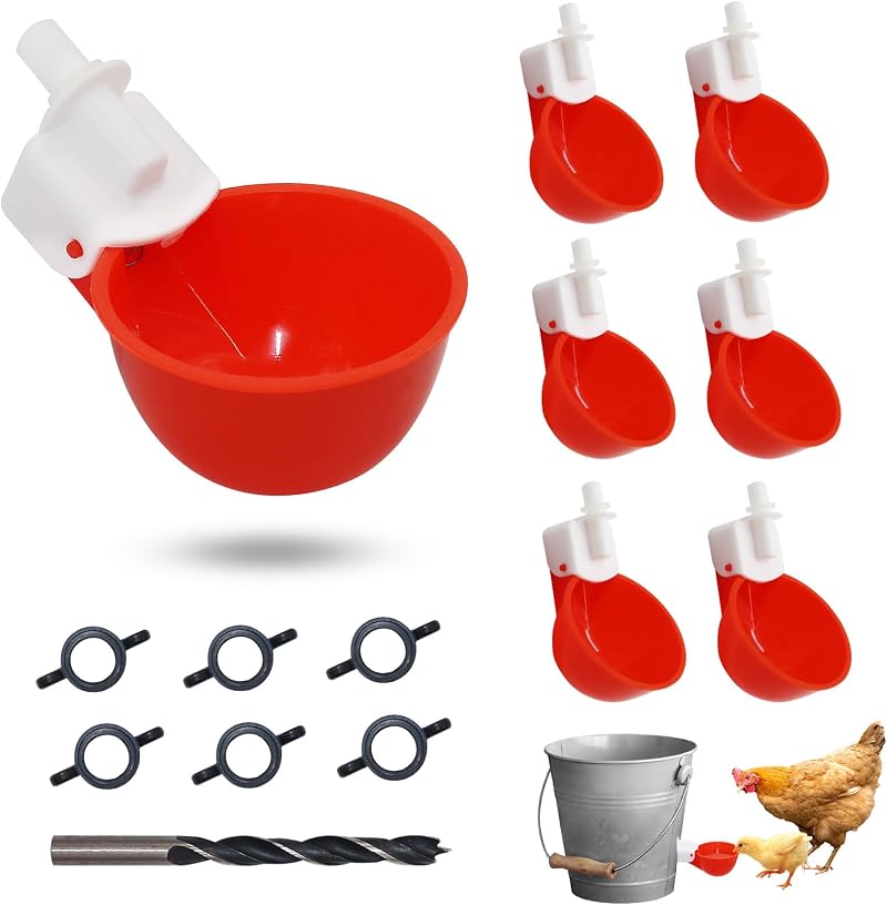 GLGHMH 6pcs Automatic Chicken Waterer Cups Dispenser Poultry Drinker DIY Kit