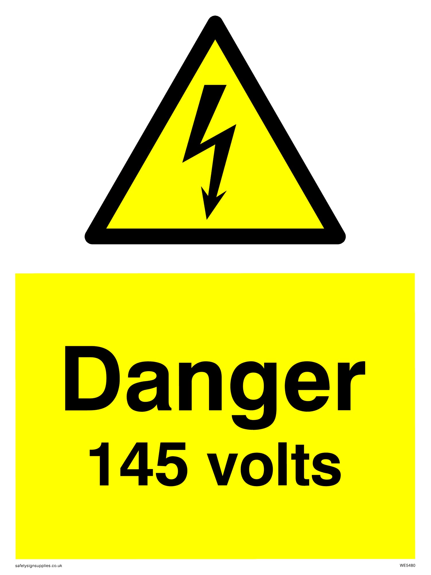 Pack of five - Danger 145 Volts Sign - 150x200mm - A5P