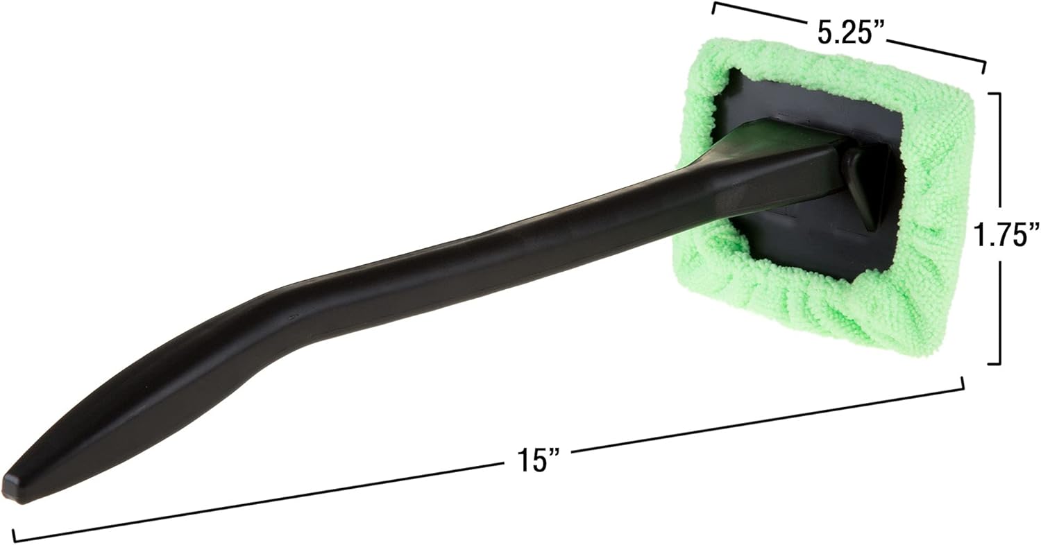 Windshield Cleaner with Microfiber Cloth, Handle and Pivoting Head- Glass Washer Cleaning Tool for Windows By Stalwart (Green): Automotive