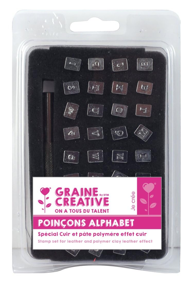 Graine Créative Stamp set 36 Letters and numbers for leather and polymer clay