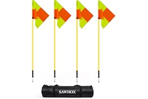 SAWHOX Soccer Corner Flags with Bag, Corner Flags Set of 4 for Soccer Field, 5ft ABS Flagpoles for Agility Training