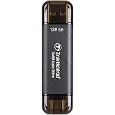 Transcend ESD310 128GB External SSD, Up to 1,050MB/s, Dual USB Flash Drive for iPhone/iPad/Mac/Windows, Android/Tablet/PC, USB 3.2 Gen 2 Thumb Drive Photo Stick, 2-in-1 Type C &Type A Memory Stick