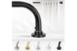 TANGWIN Black Wrap Around Curtain Rods 48 to 90 Inch:Blackout Heavy duty Adjustable Window Curtain Rod for Bedroom,Industrial Darkening Curved French Metal Single Drapery Rods Easy Install,Matte Black