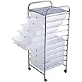 Giantex 10 Drawer Storage Cart Rolling Cart File Scrapbook Paper Mobile Organizer for School Office (Clear)