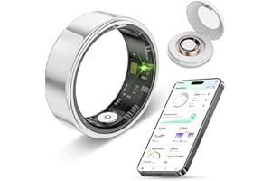 VNEXFU 2024 New Smart Ring Health Tracker for Men Women - IP68 Waterproof Fitness Ring with Sleep Tracker/Heart Rate/Blood Oxygen/Steps/Distance/Calories, Air Shutter, Charging case Up to 7-Day