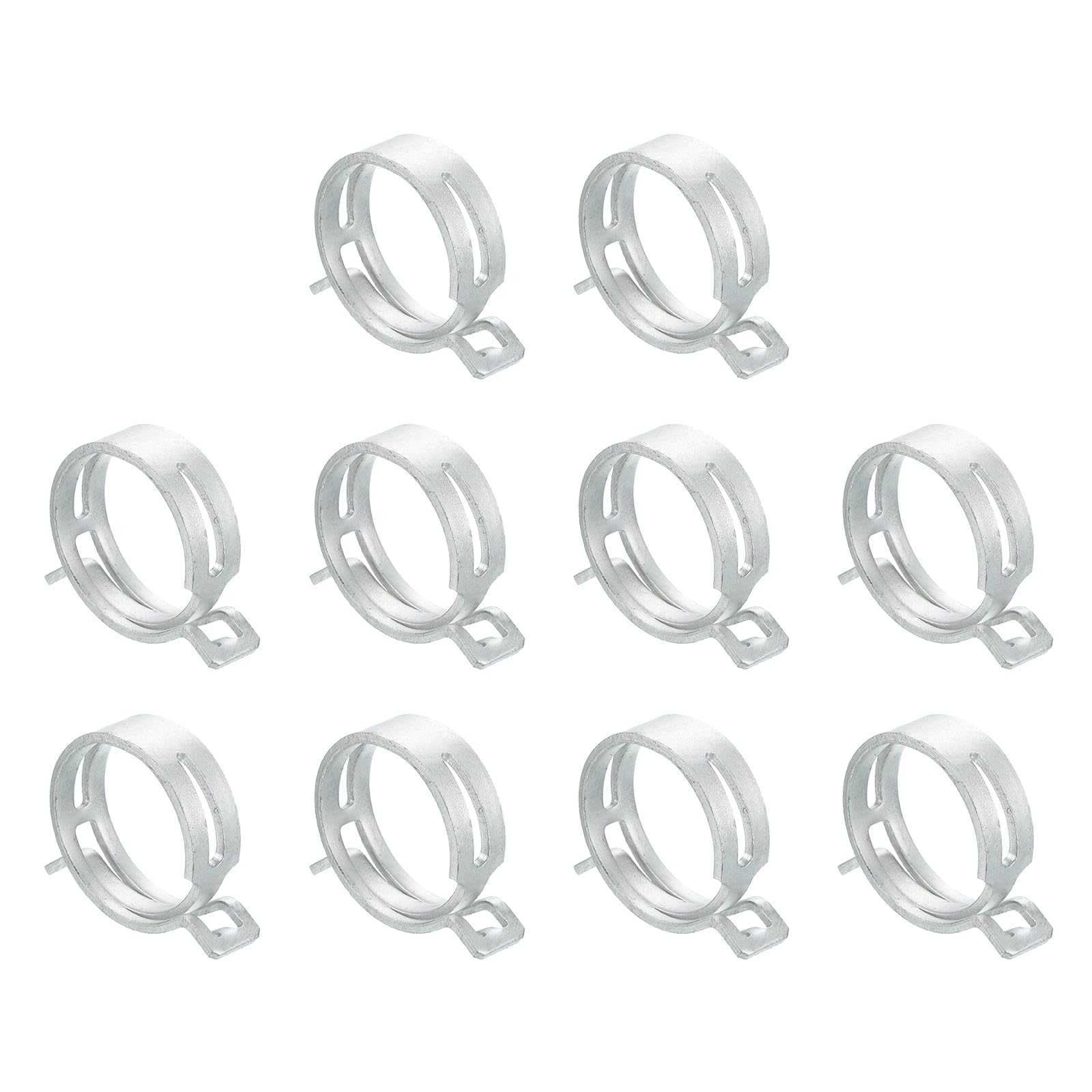 Sourcingmap 10Pcs Spring Band Type Action Fuel/Silicone Vacuum Hose Pipe Clamp, 36mm Low-Pressure Air Spring Hose Clip Clamp for Automotive Oil Pipe Water Pipe, Silver