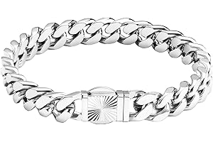 SytsLNKXXX Cuban Link Chain Bracelet for Men- 316L Stainless Steel 9/10MM Width Fashion Pattern Snap Button Hip Hop Jewelry,Two Style Cuban Bracelets 18K Gold Plated/Stainless Steel with flannel bag