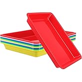 ZEONHEI 10 Pack Plastic Art Trays, Multicolor Activity Plastic Trays, Stackable Art and Crafts Organizer Tray for Beads, Painting, DIY Projects, 10.8 x 8.3 x 1.2 Inch