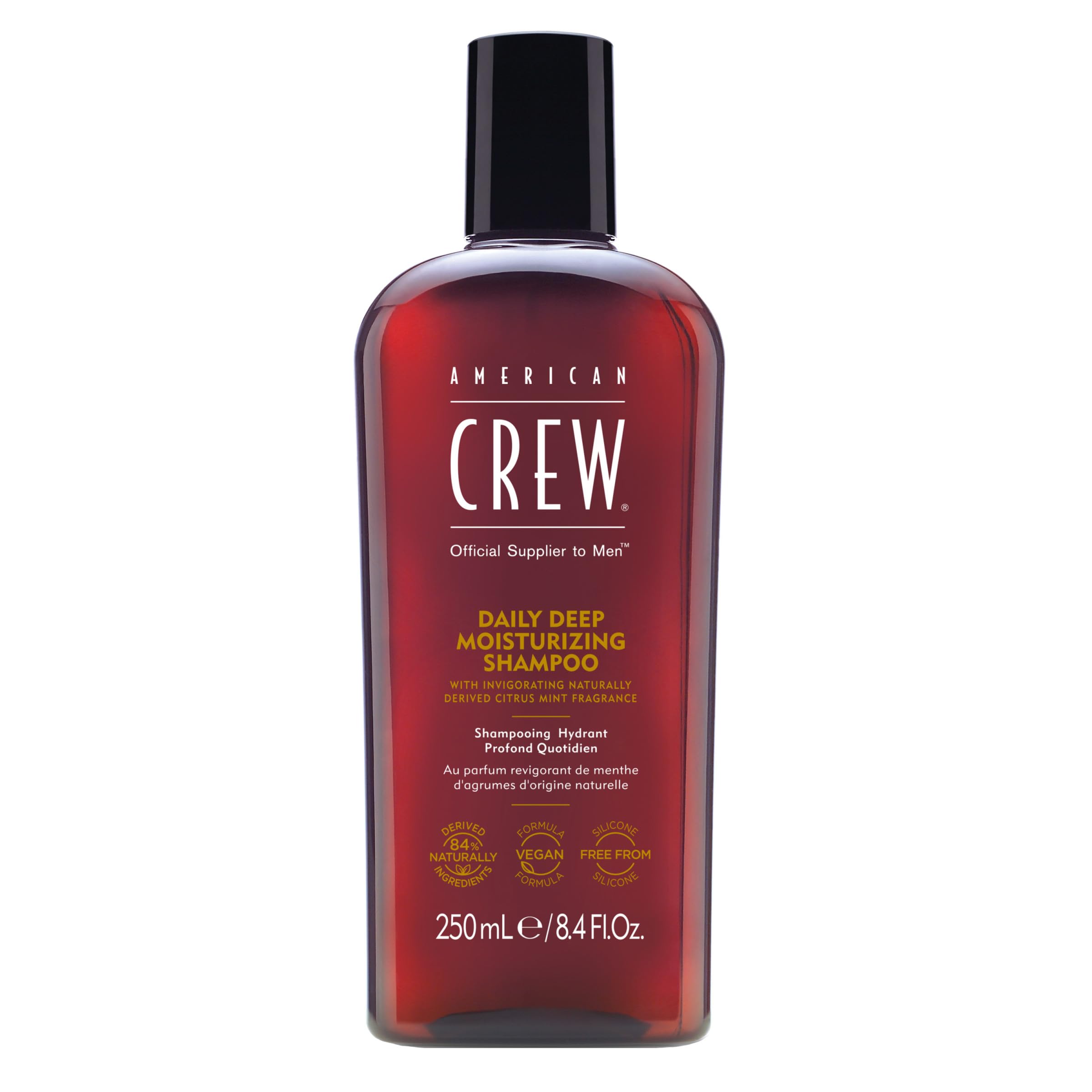 American Crew Daily Deep Moisturising Shampoo, Vegan & Silicone Free (250ml) to Nourish & Detangle Hair, Normal & Dry Hair, Formulated for Men