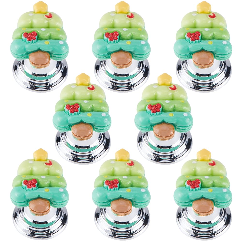 GORGECRAFT 8PCS Toilet Tank Button Christmas Tree Shaped Replacement Resin Flush Toilet Top Water Push Buttons Toilet Seat Lid Lifter Press Helper Aid Accessories Tool for Bathroom Women Manicures