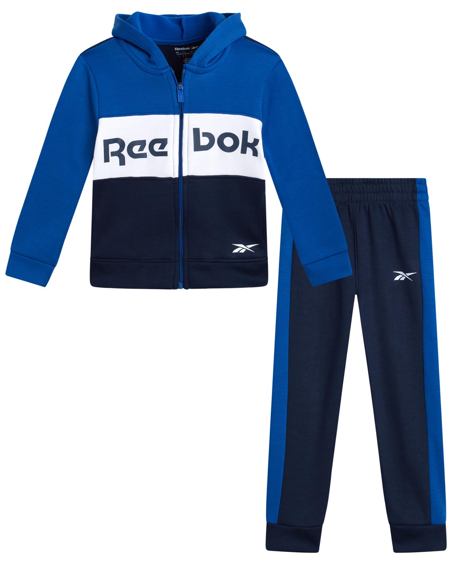 Photo 1 of Reebok Toddler Boys Tracksuit - 2 Piece Cozy Soft Fleece Toddler Zip Up Hoodie Sweatshirt and Boys Jogger Pants Outfit, Size 7, Vector Navy