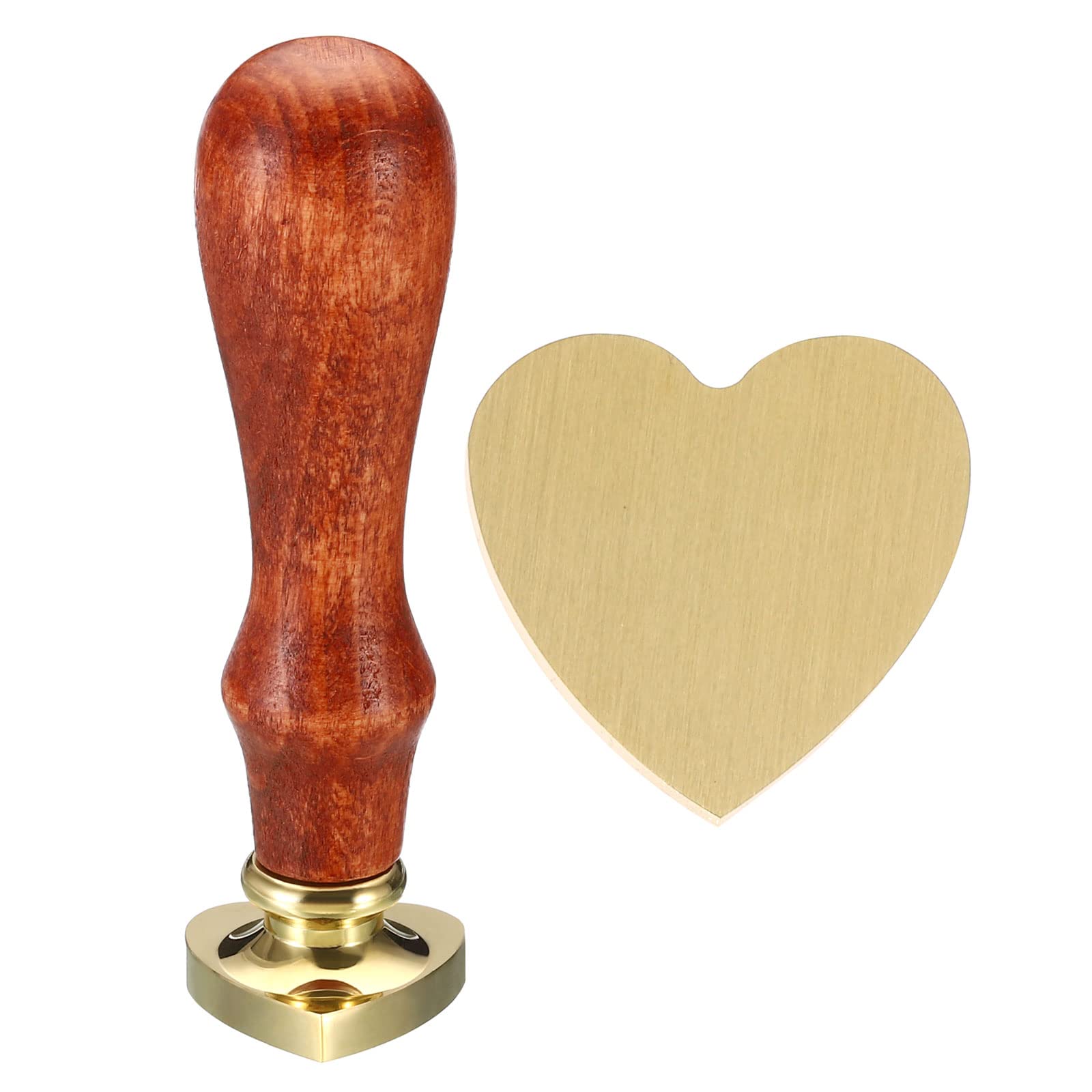 PATIKIL Heart Blank Wax Seal Stamp, Removable Brass Head Without Carving Wooden Handle Retro for Envelope Invitation Wine Packing Gift Wrapping