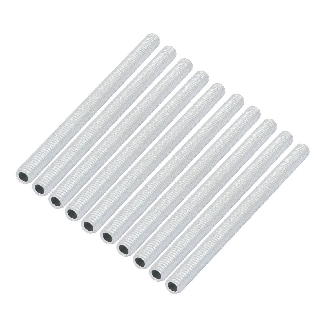 Sourcingmap Lamp Pipe Nipple, M6 Thread 90mm Length Hollow Lamps Repair Part Hardware for Lamp Lights, Zinc Plated Silver Tone, Pack of 10