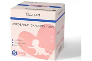 MILDPLUS Disposable Changing Pads Liners 18"x26"(50pcs) Baby Pads, Hot Air Cotton Surface Pee Pads, Waterproof & Absorbent Diaper Changing Pads, Disposable Underpads for Baby, Toddler or Pet