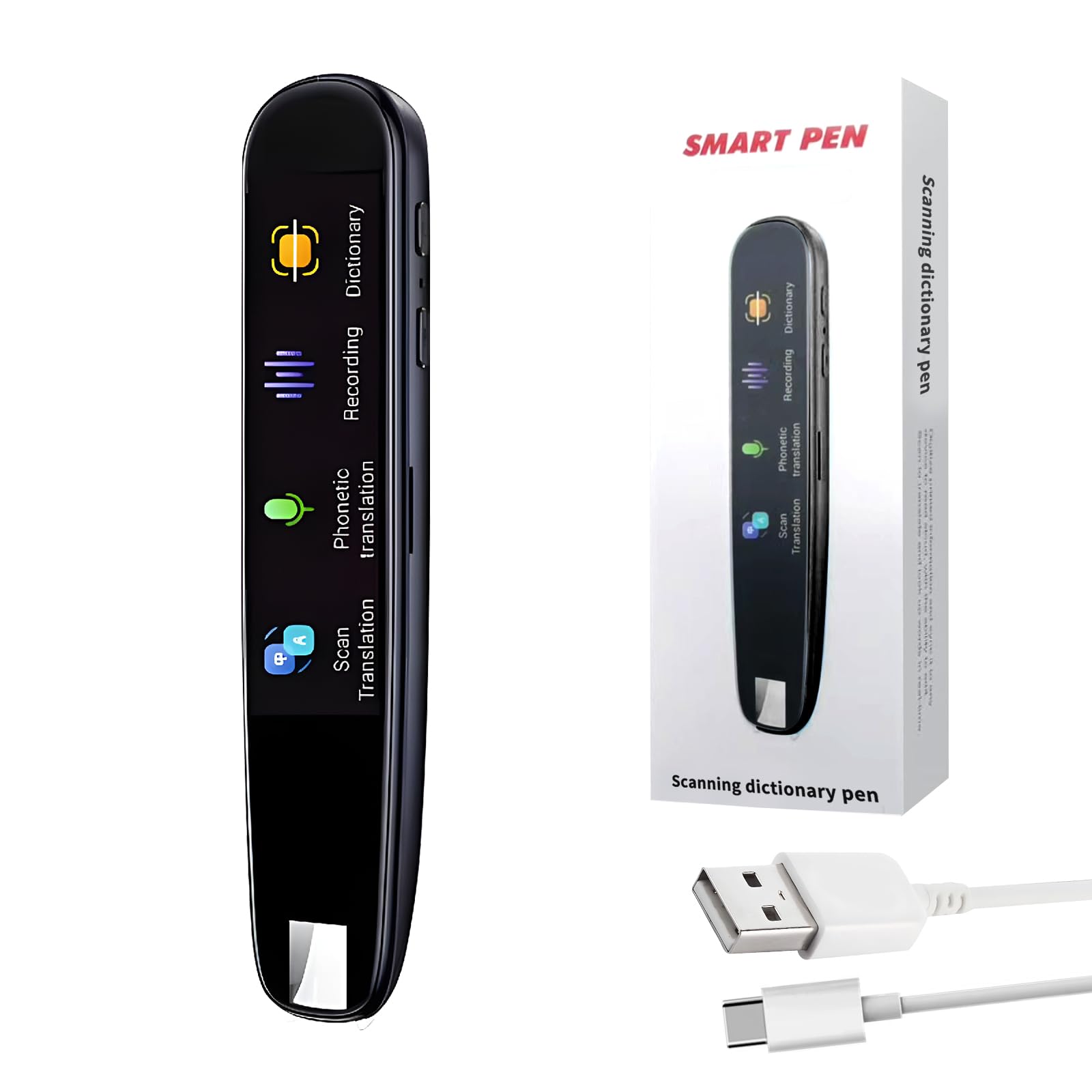 cimsfcor Scan Translator Pen, Multilingual Language Portable Translator 112 Languages Voice Wireless Language Translator with 2.23 Inches Screen for Students, Travelers, Businessmen (black)