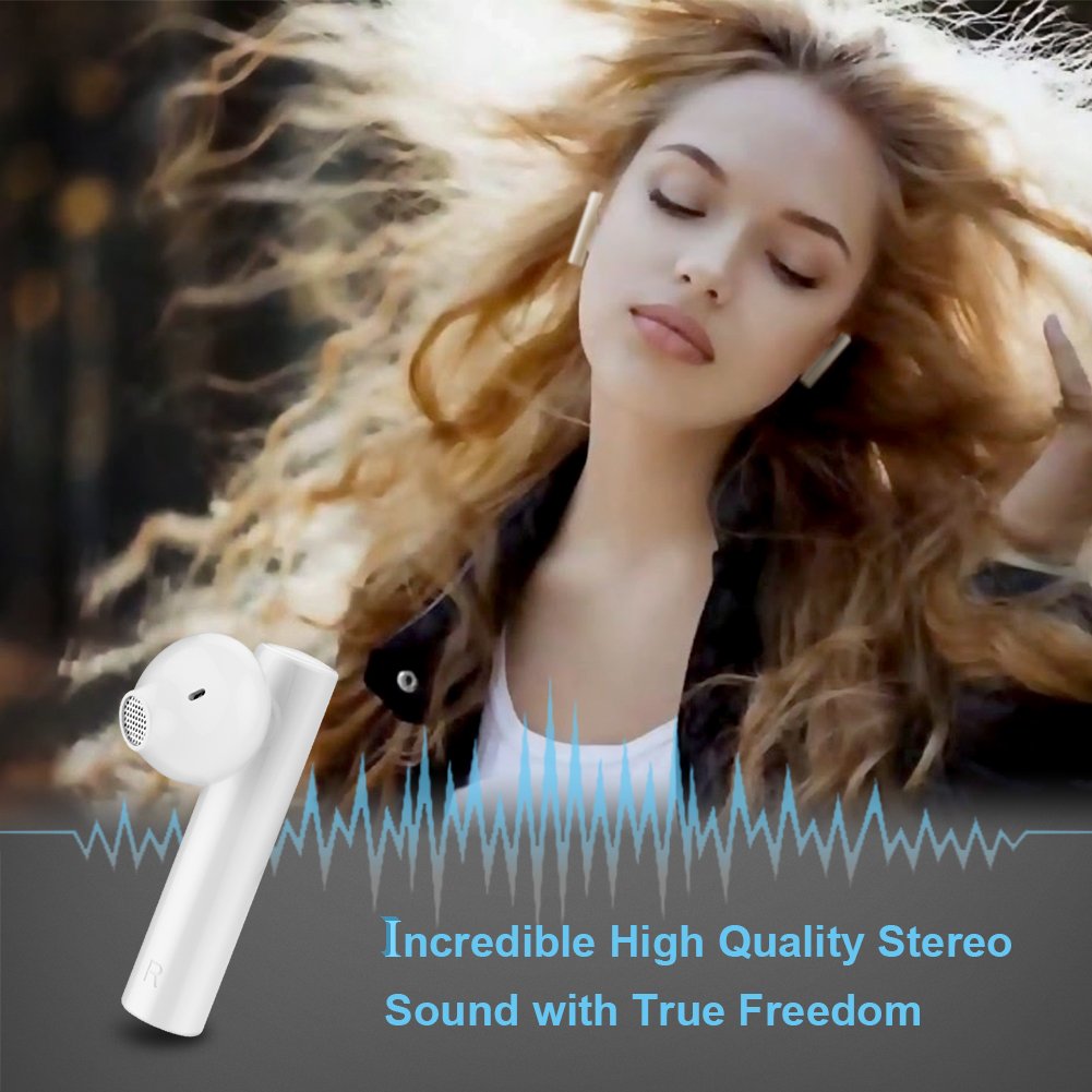 True Wireless Earbuds ICEtek Bluetooth In-Ear Headphones with Built-In Mic & Charging Case for iPhone iPad Android Phones Devices, White Stylish Sweat Proof for Sports (True Wireless Earbuds)