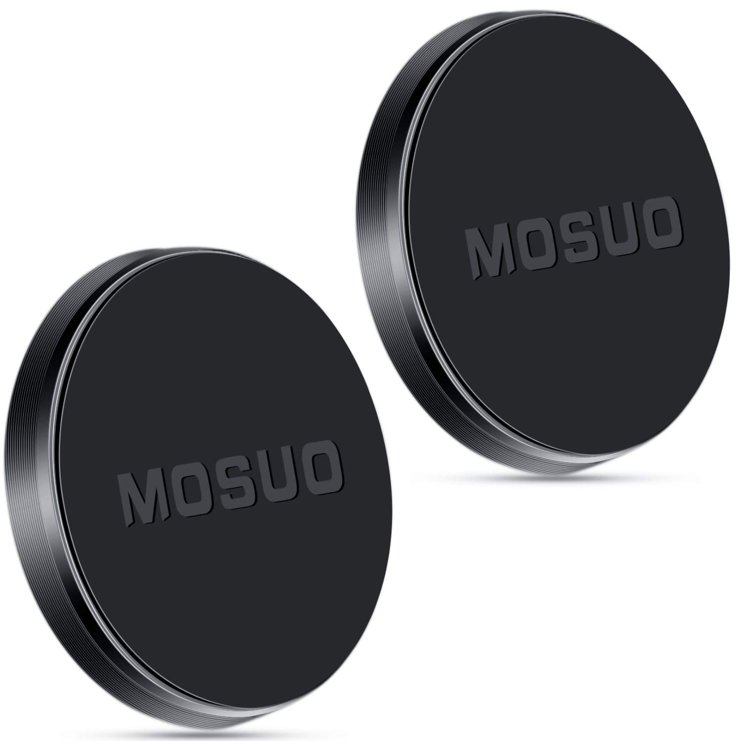 MOSUO Magnetic Phone Holder, 2 Pack with 4 Metal Plates - Dashboard, Windshield Compatible for iPhone, Samsung, GPS - Black
