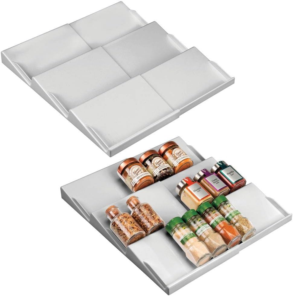 mDesign Adjustable, Expandable Plastic Spice Rack, Drawer
