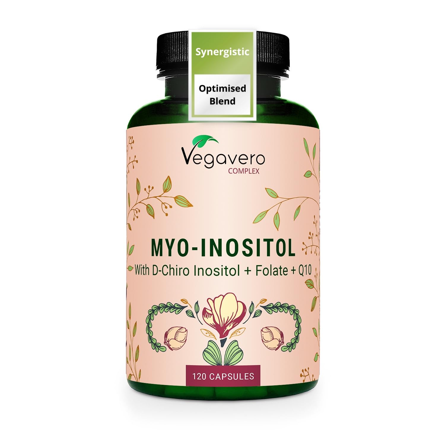 Vegavero Myo-Inositol & D-Chiro Complex | Complete Formula with CoQ10, Zinc, Vitamin B6, Chromium & Folate (Quatrefolic) | 40:1 Ratio | PCOS Supplement | NO Additives, Lab-Tested | Vegan