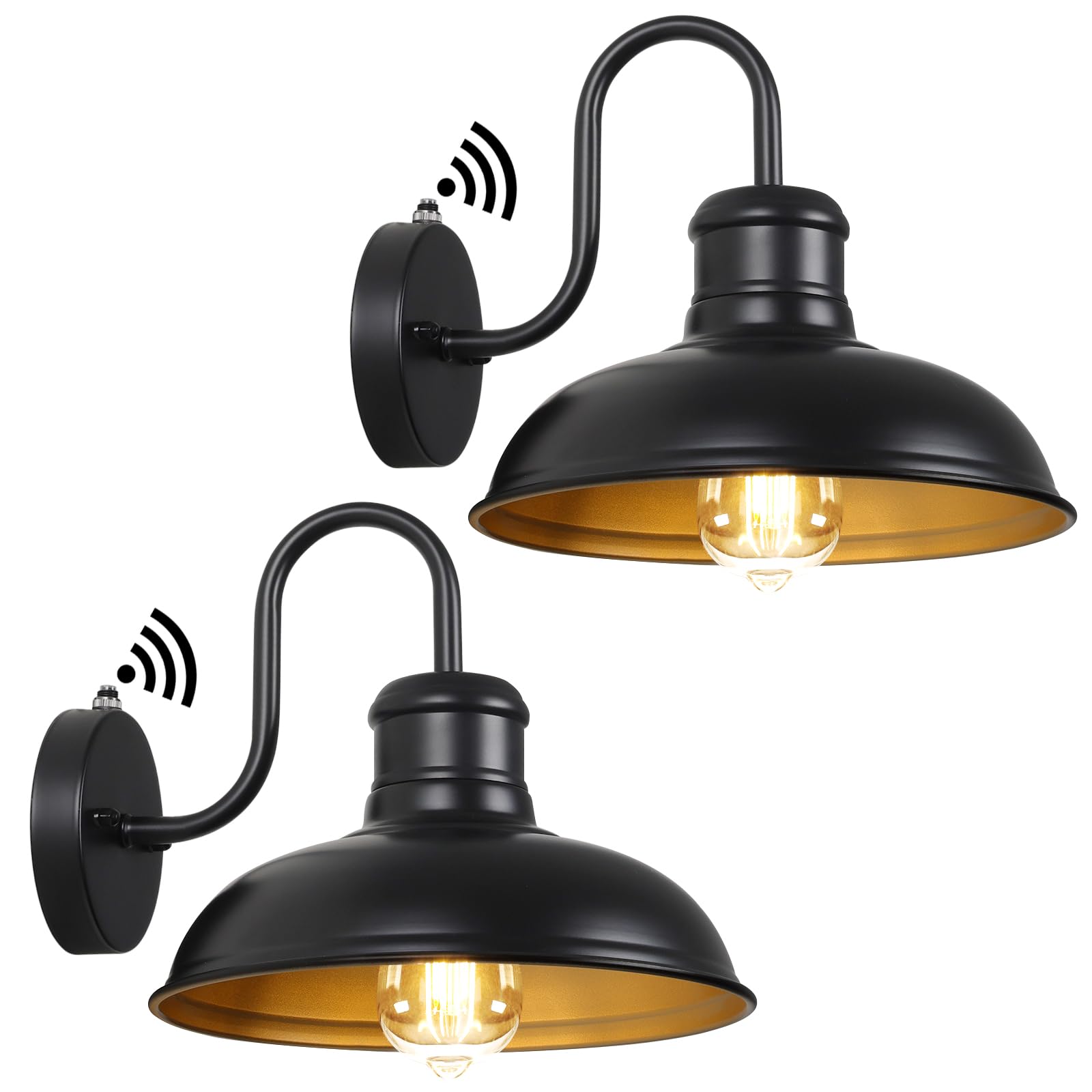 Photo 1 of TOBUSA 2-Pack Dusk to Dawn Outdoor Wall Lights, 10’’ Waterproof Farmhouse Gooseneck Outdoor Barn Light, Anti-Rust Vintage Black&Gold Outside Wall Sconce Lights for House Porch Garage