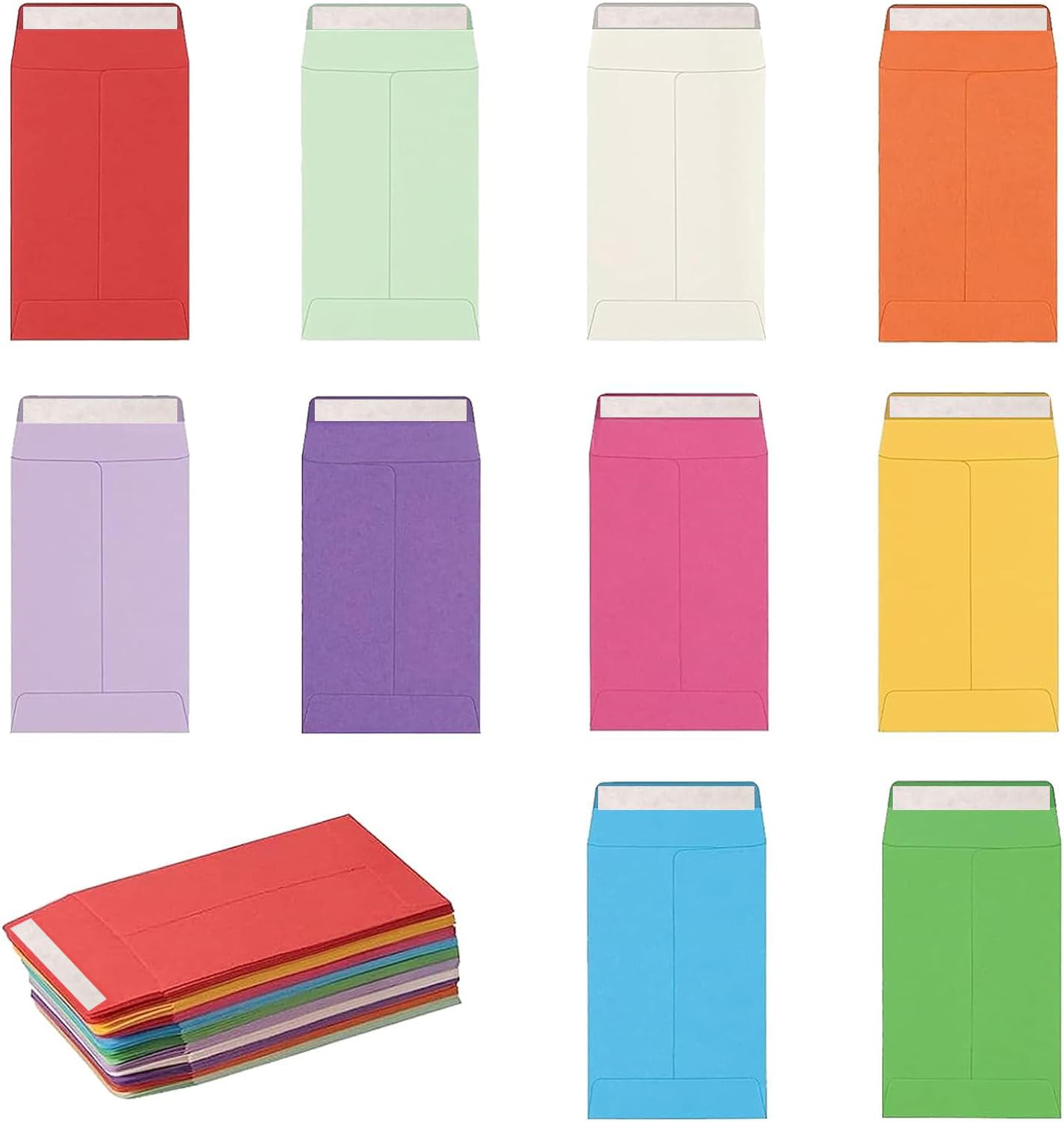 200 PCS Money and Seed Envelopes for Store Personal Gift Wallet - Mini Coin Envelopes for Wages in Multicolor