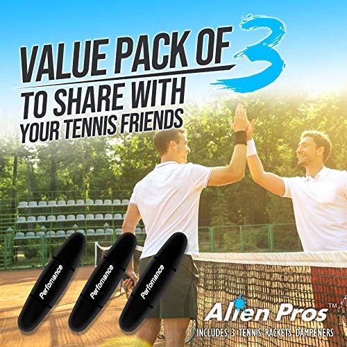 image for Alien Pros Performance Tennis Racket Dampeners (3 Pack, Black) - Perfe