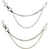 EOMTUR Gold or Silver Punk Double Layer Wallet Chain - Heavy Metal Key Chain for Pants, Jeans & Hip Hop Style, Unisex Accessory for Women Men