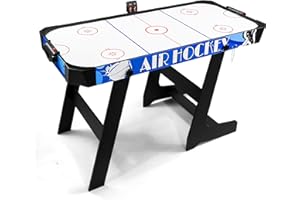 Seydrey Folding Air Hockey Table for Family, LED Electronic Scoring Sports Hockey Game,Powerful 12V Motor, Hockey Table Gaming Set, Includes 2 Pushers, 4 Pucks, Blue